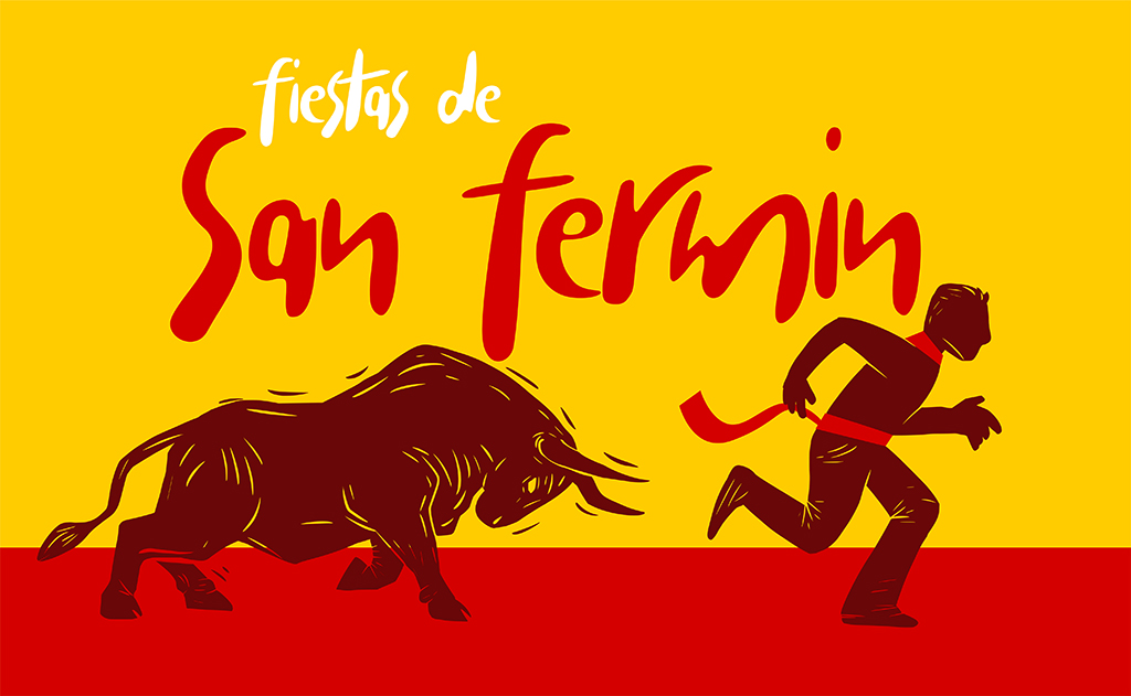 San Fermin - Participants running away from bulls